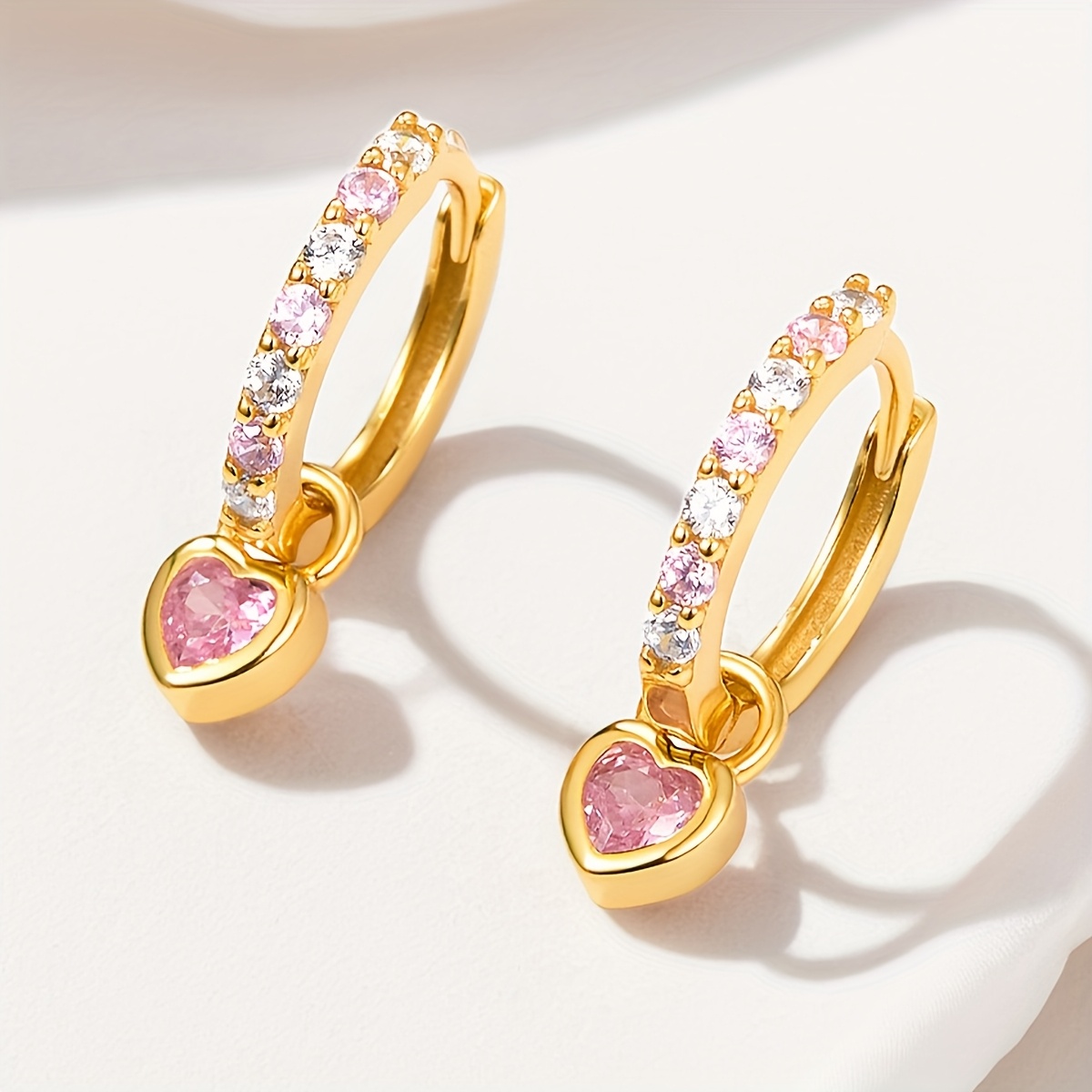 Heart Shaped Colorful Zirconia Earrings - Sterling Silver Jewelry Gift